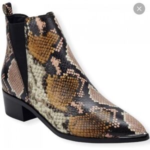 Marc Fisher Ltd Yale Chelsea Bronze Snakeskin Pointy Toe Bootie